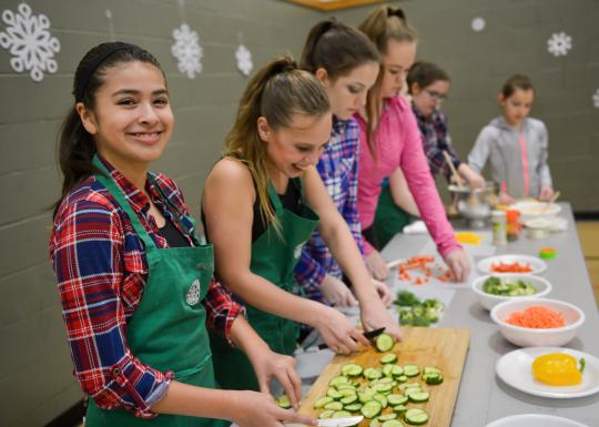 Students Prepping Food In Youth Culinary Arts