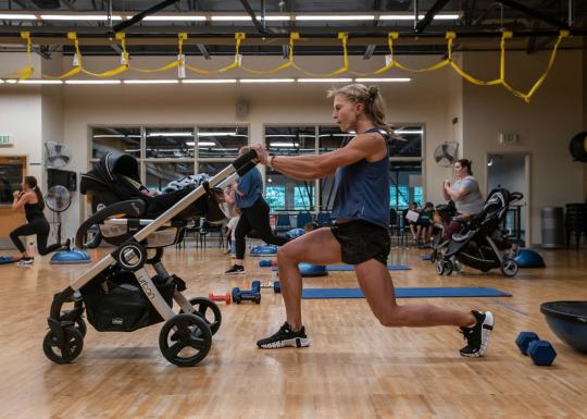 Lunge with Stroller in Stroller Strong Group Exercise Class