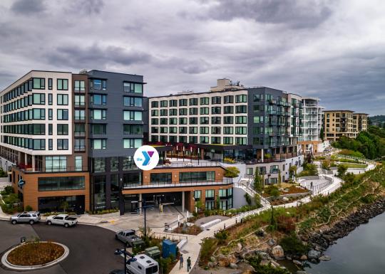 Shot of the Marina Square apartment complex that is hosting the Express YMCA location