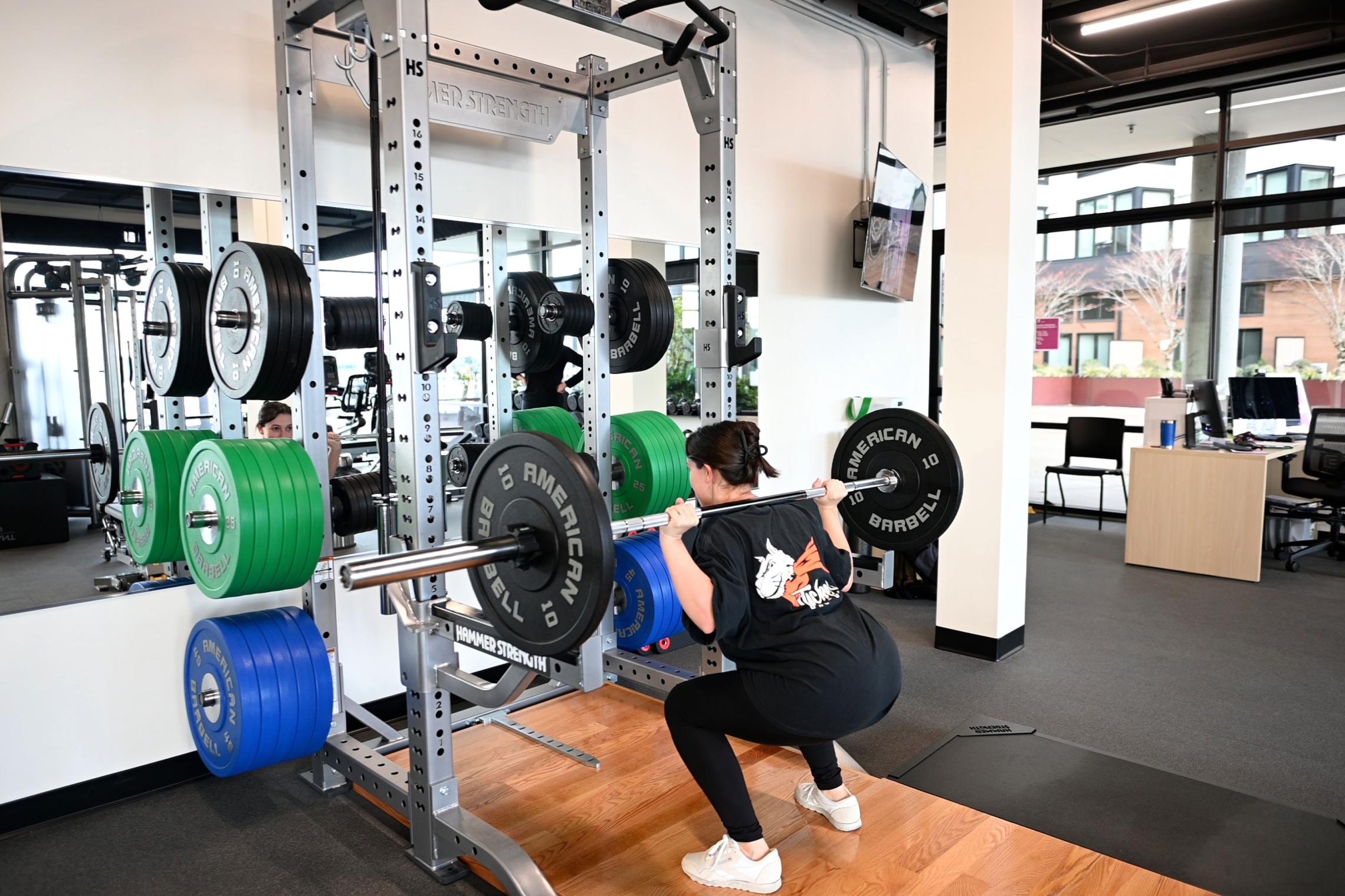 Lifting at Marina Square Express YMCA Squat Rack