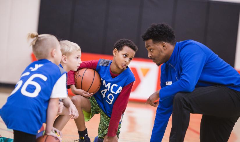 Practice Huddle at YMCA Youth Basketball League