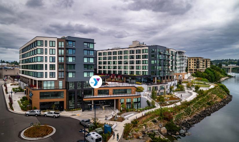 Shot of the Marina Square apartment complex that is hosting the Express YMCA location