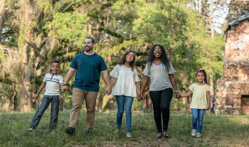 Family Holding Hands In The Park