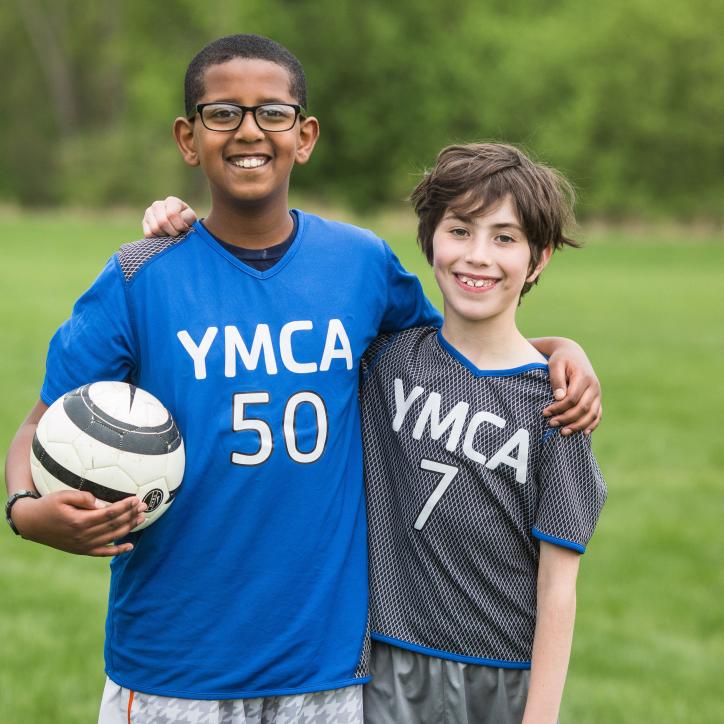 Friends Posing at YMCA Youth Soccer League