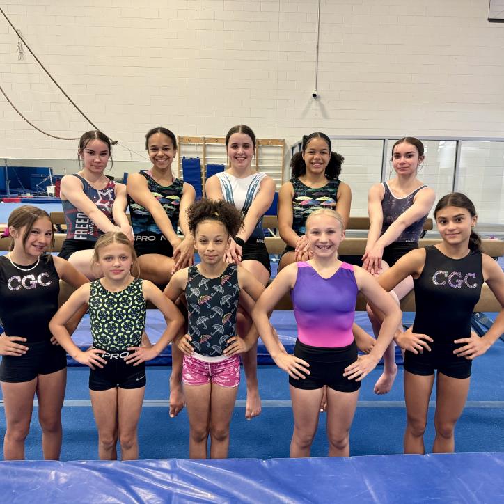 Gymnastics team poses for a team photo at the YMCA