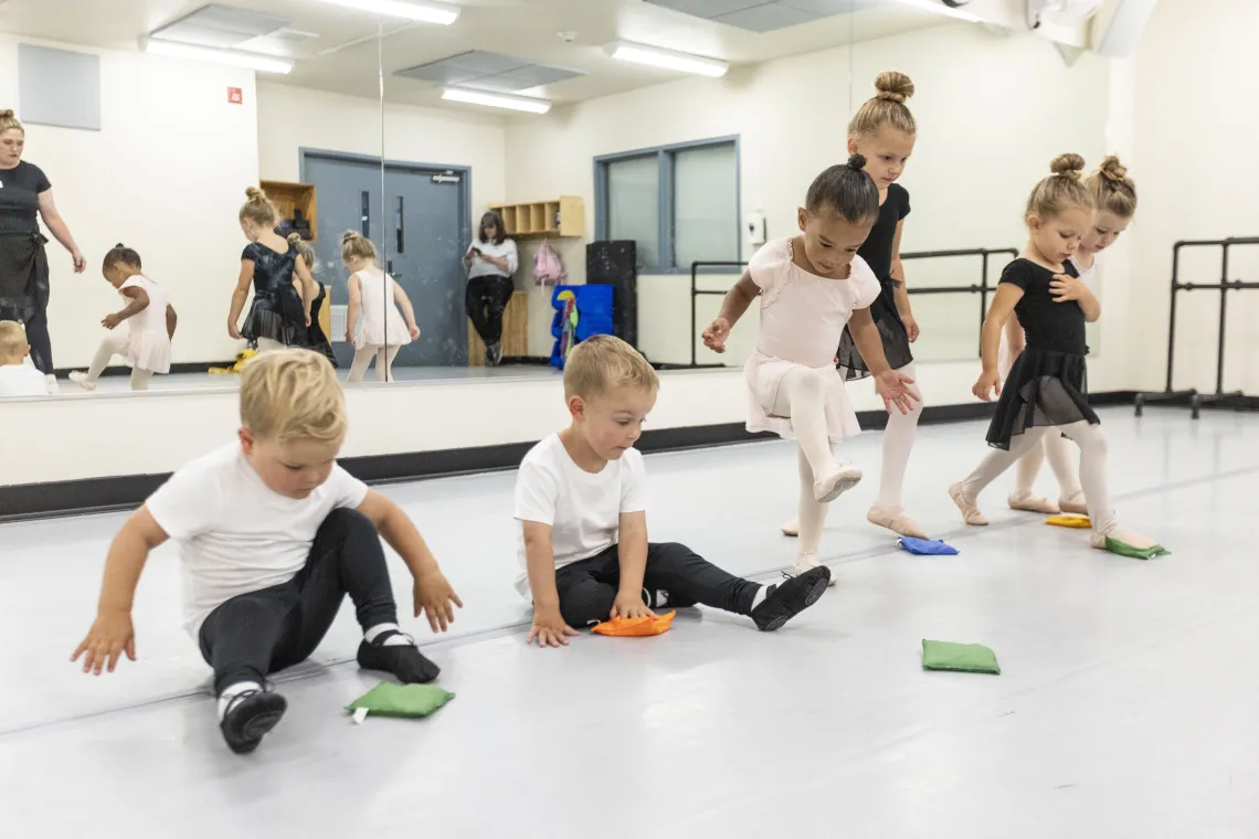 Action shot of an activity during a dance class at the Morgan Family YMCA
